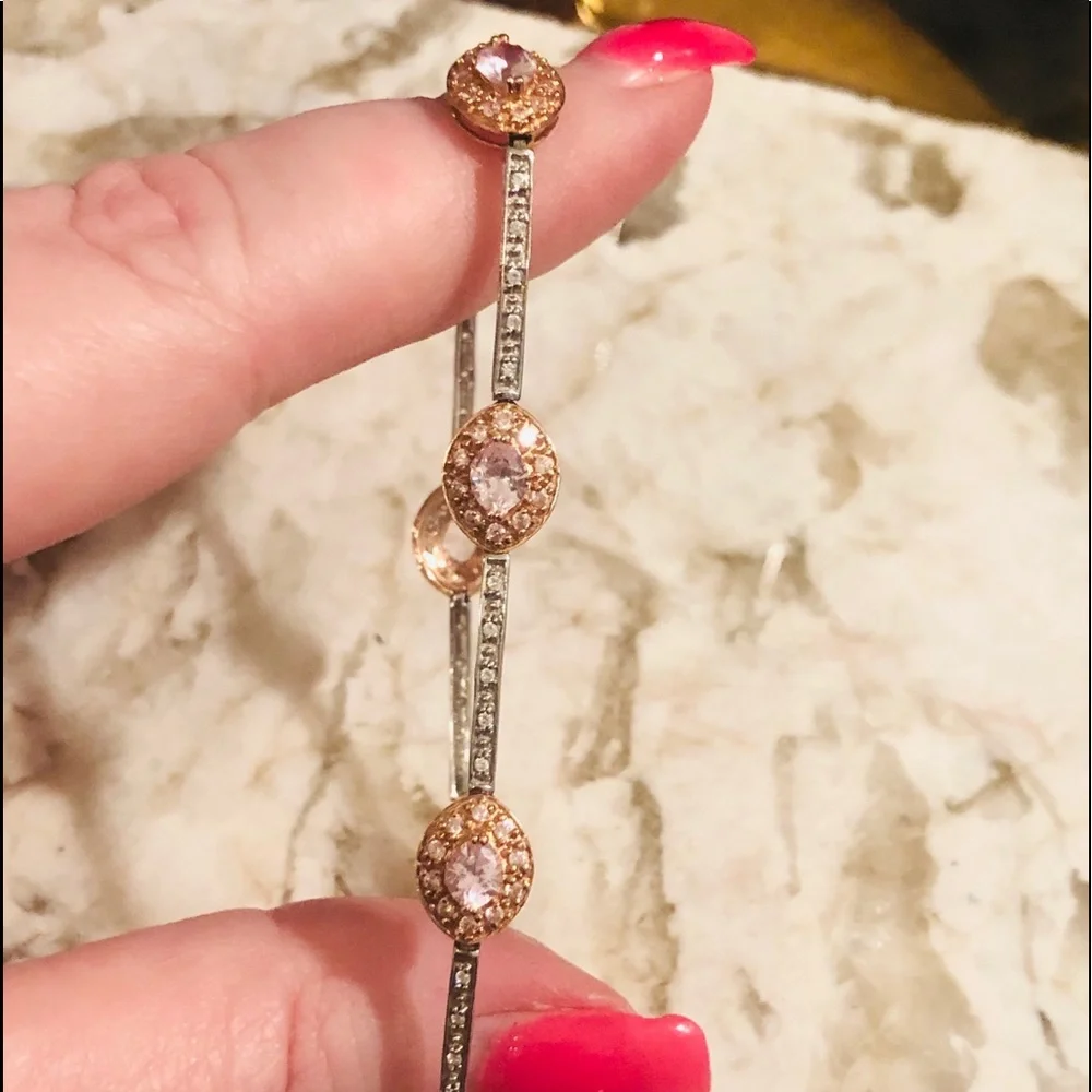 SOLD 14k White rose gold Kunzite bracelet - Picture 5 of 14